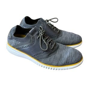 Cole Haan Men's 2. ZeroGrand Gray Packable Saddle Knit Oxfords in Size 7